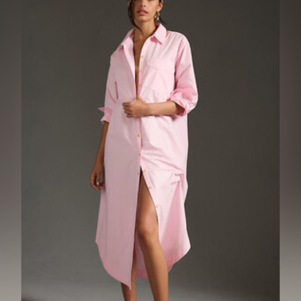 Maeve Soren Long Sleeve midi shirt dress size medium